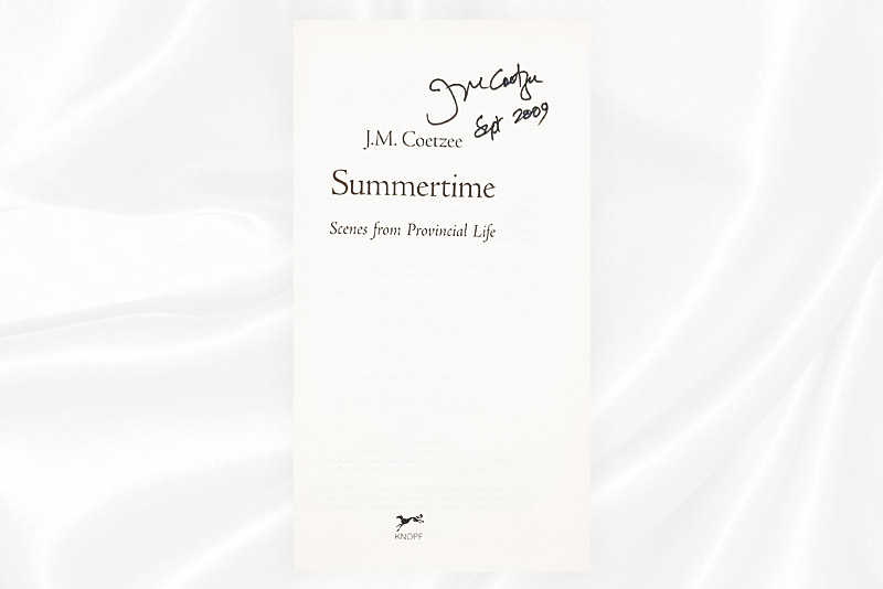 J.M. Coetzee - Summertime - Signed - First US Edition - Signature